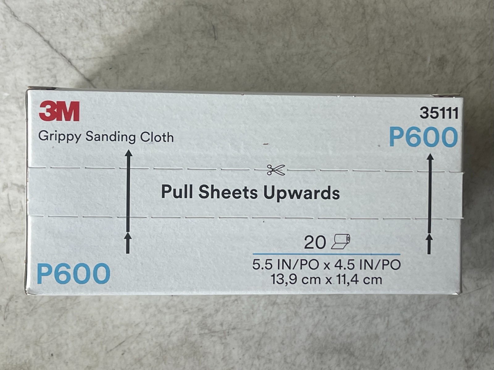 3M Grippy Sanding Cloth 35111 P600 Grade 5.5 In x 4.5 In 20 Sheets