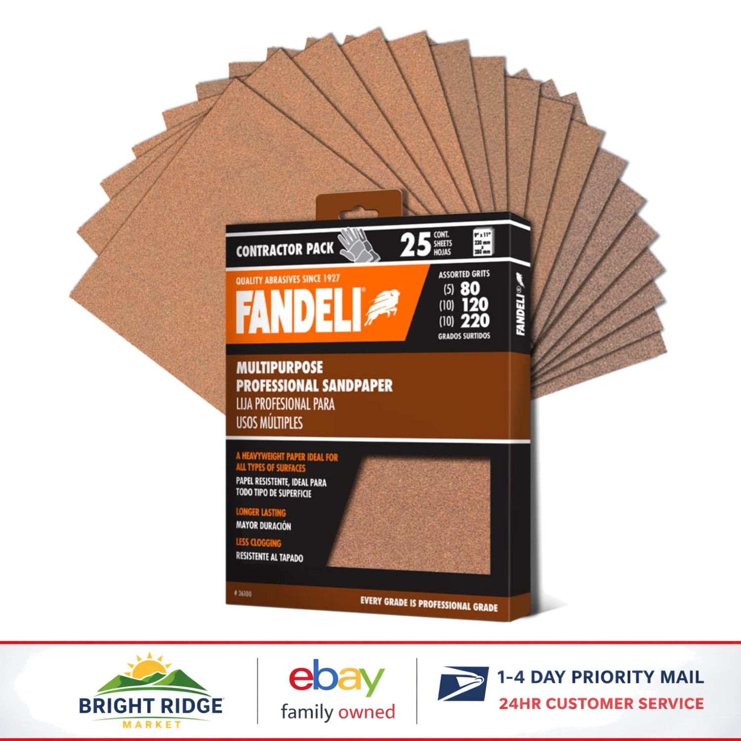 Durable Sanding Paper 25 Sheets for Wood Metal Plastic Projects Assorted Grits