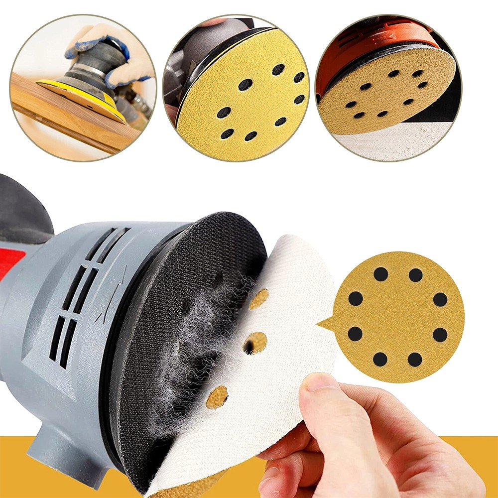 50 100Pack 5 inch Sanding Discs 8-Hole Hook Loop Sander Orbital Sandpaper 60-320