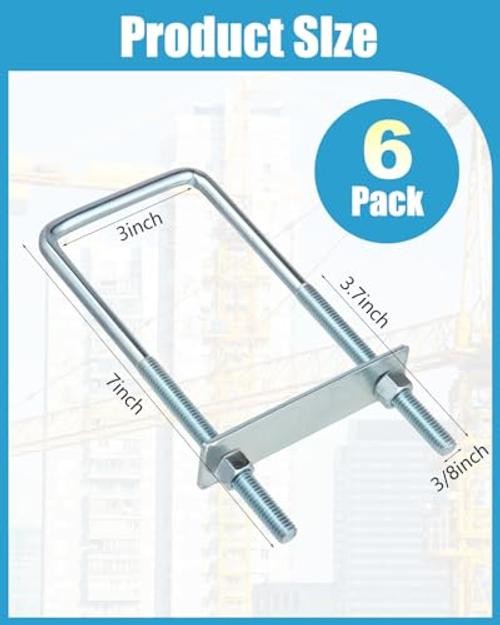 Pcs Square U Bolts 3 Inch Wide Zinc Plated, U Bolt Carbon Steel for 6