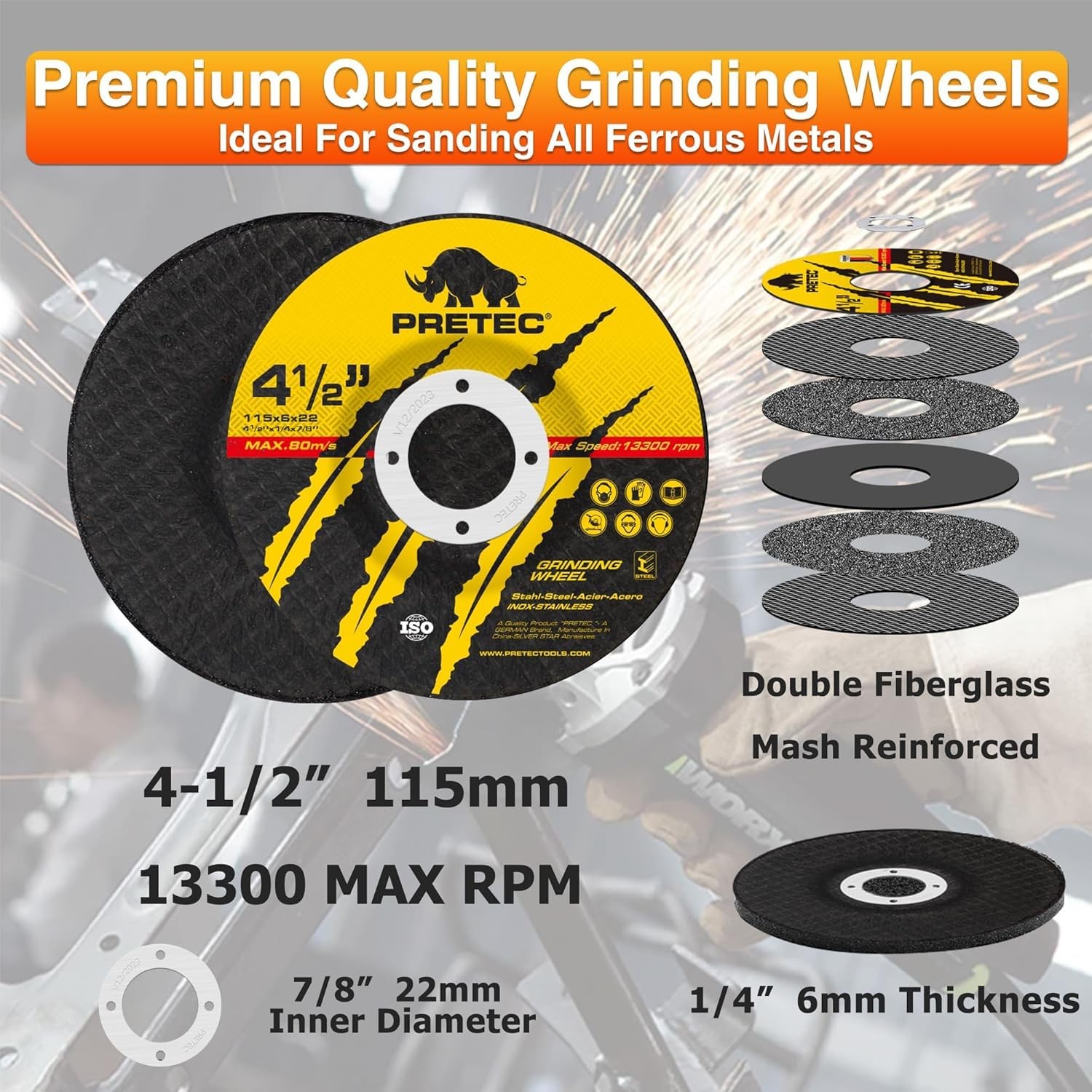 PRETEC 26 Packs Angle Grinder Cutting Flap Grinding Disc 4.5 inches, Brown