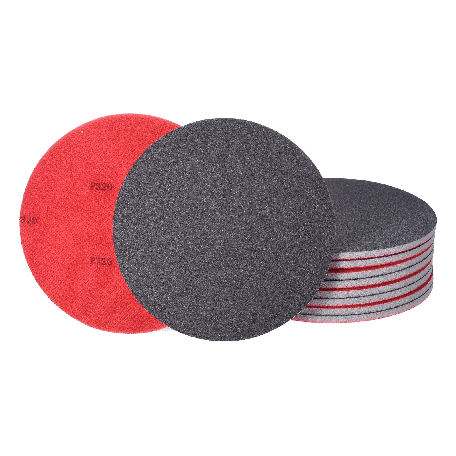 10 Pcs 320 Grit 6 Inch Hook and Loop Sponge Sanding Disc for Sander, Black