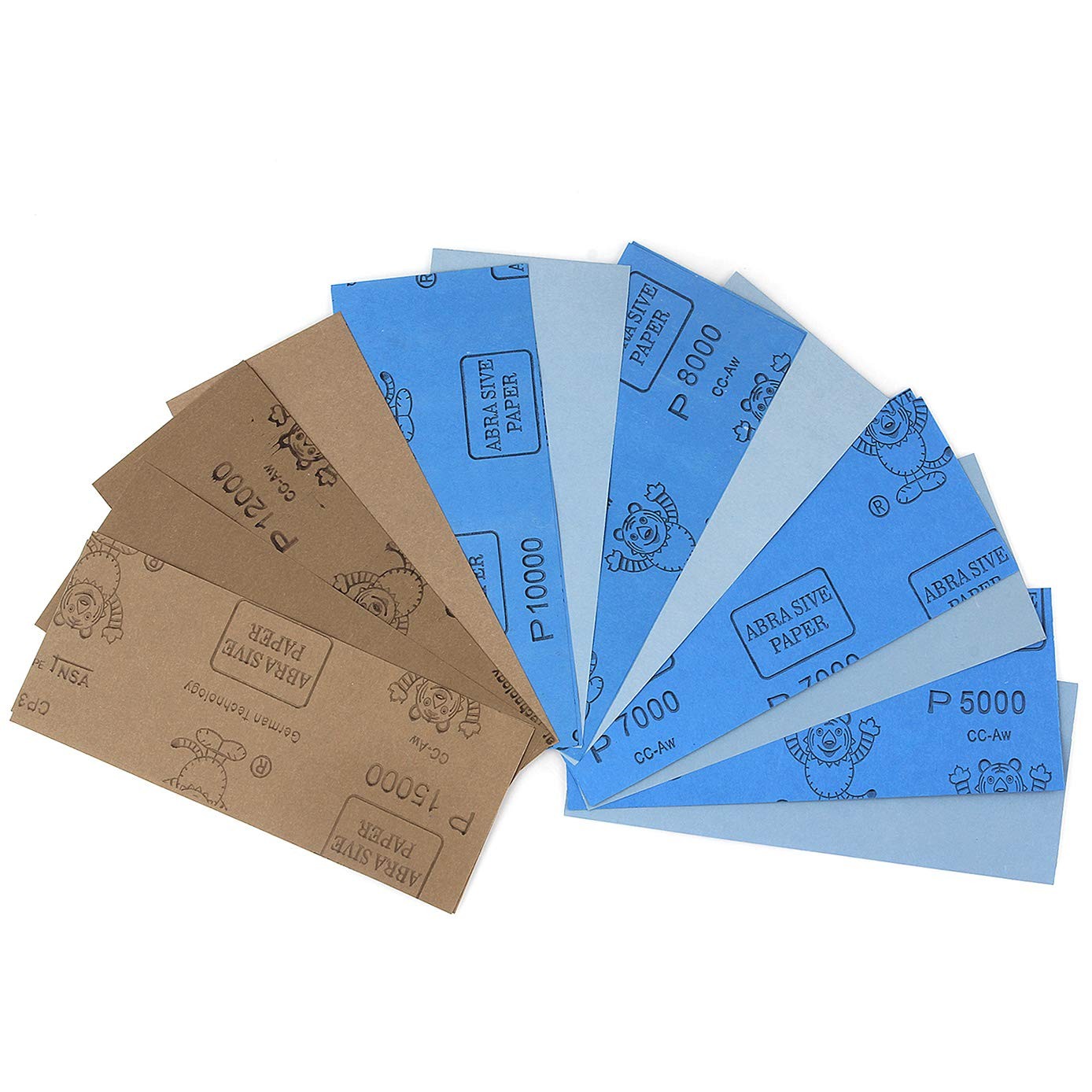 9×3.6 inch 18 Sheets Sandpaper, Wet or Dry 5000-15000 Grit 6 Assortment Sand Pap