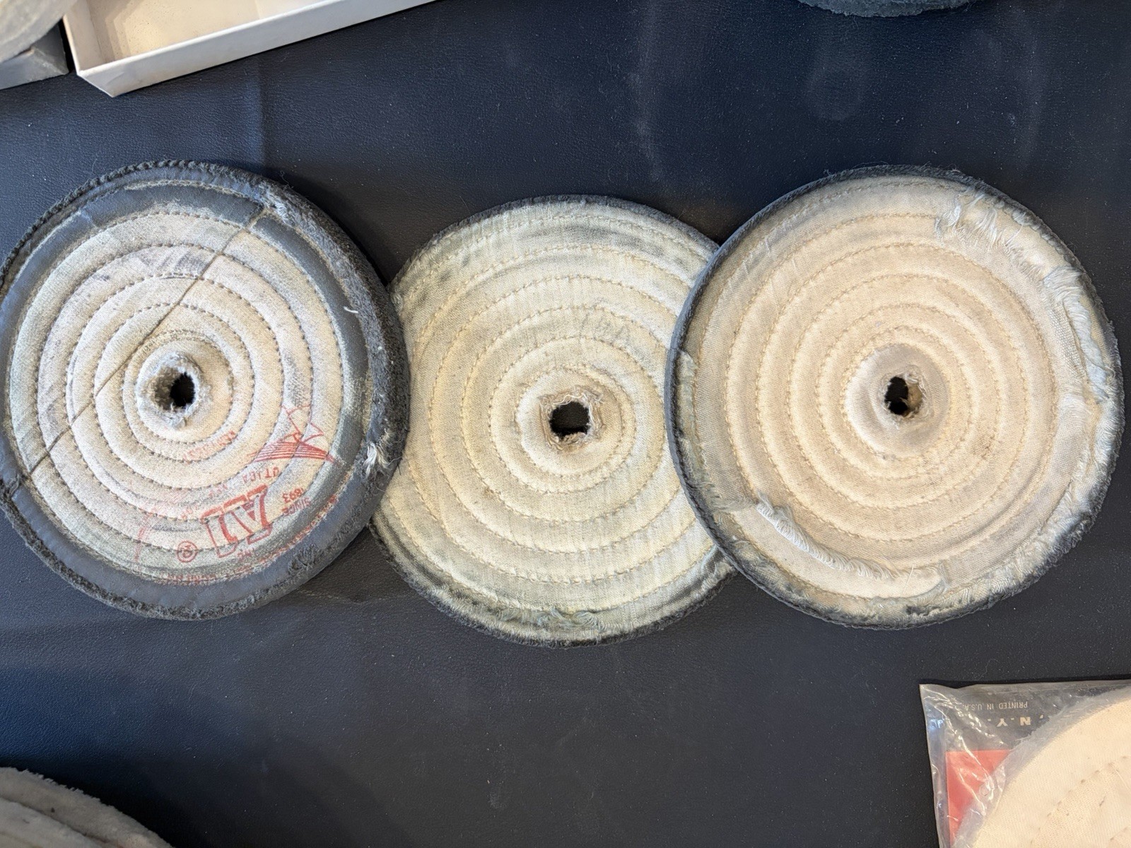 Vintage Buffing Wheel Lot ARCO A1 Williamsville DICO 10” 6” + Arbor