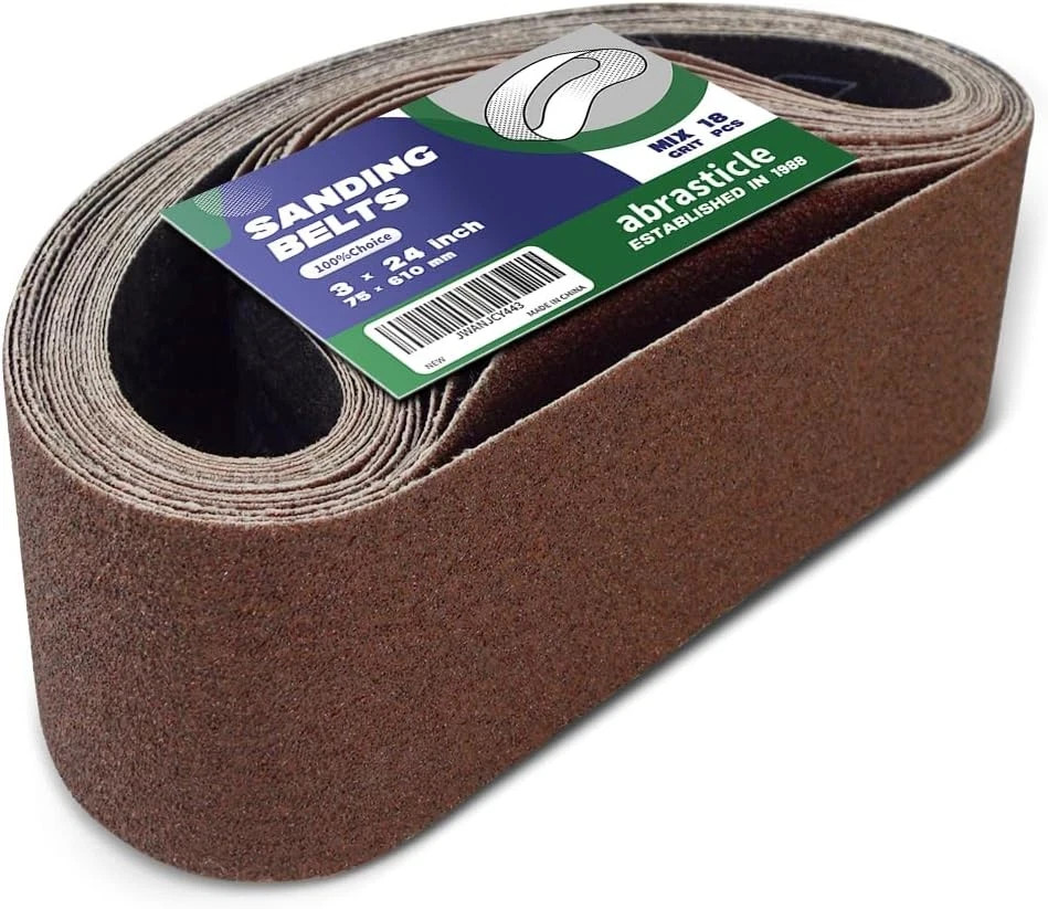 18 Pcs 3 X 24 Inch Assorted Aluminum Oxide Sanding Belt – 60/80/120/150/240/400