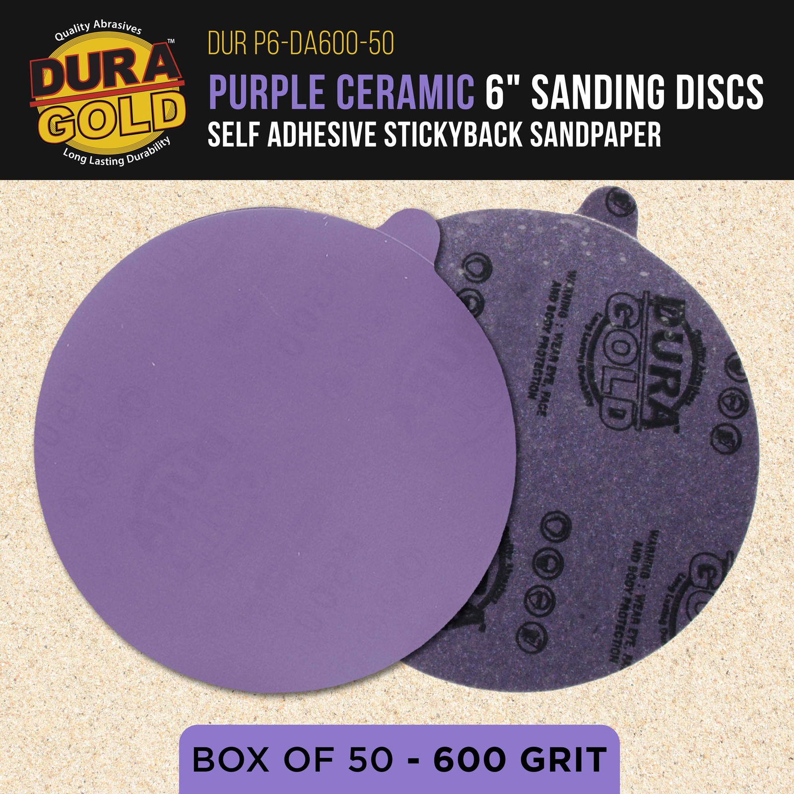 600 Grit 6″ PSA Ceramic Sanding Discs, Box of 50 – Self Adhesive Sandpaper