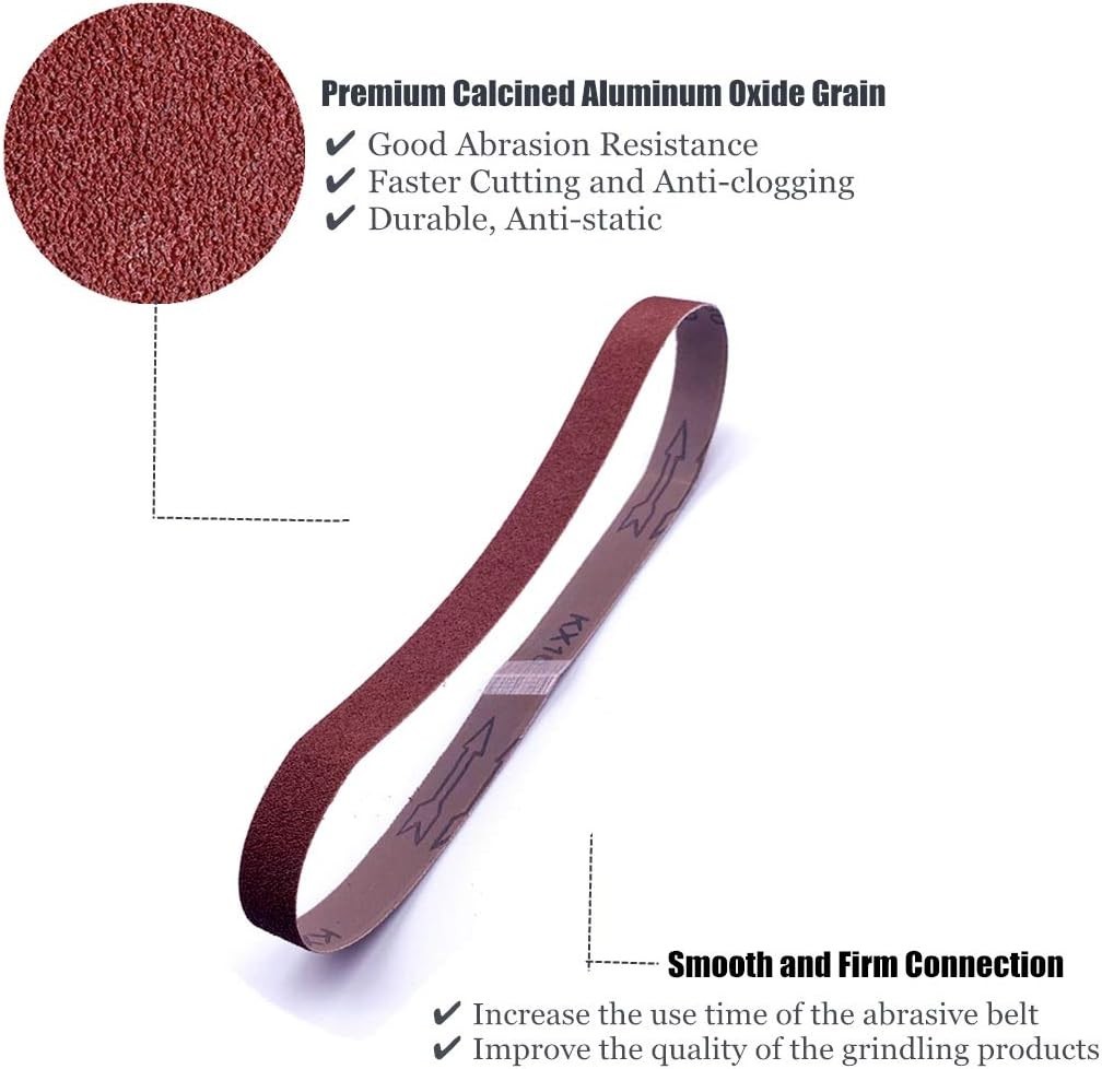 24 Pack 1/2×18″ 40 Grit Aluminum Oxide Sanding Belts for Mini Sander Excellence