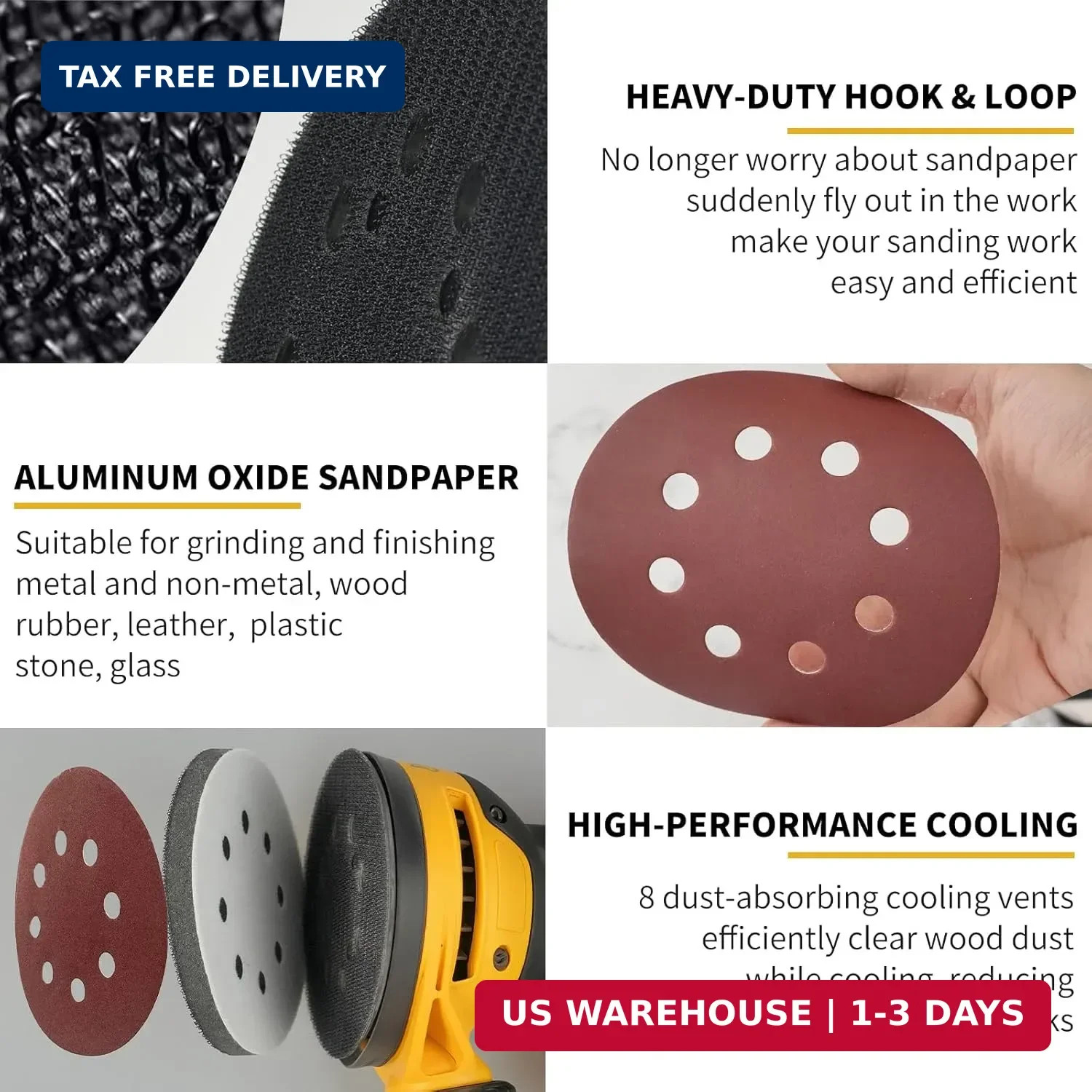5 Inch 8 Holes Hook Loop Orbital Sander Metal Pad Replacement for DeWalt DWE6423