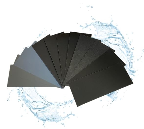 12pcs Wet Dry Sandpaper Grit 800 1200 1500 2000 3000 5000 Wood Metal Polishing