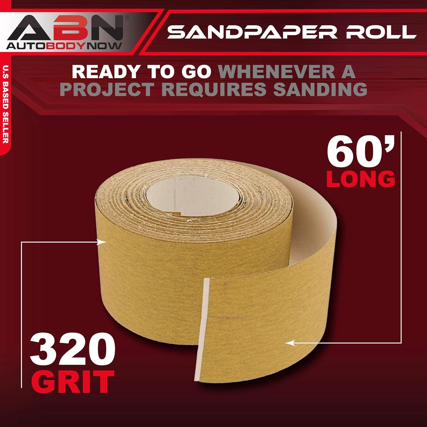 Adhesive Sticky Back 320-Grit Sandpaper Roll 2-3/4In X 20 Yards Aluminum Oxide G