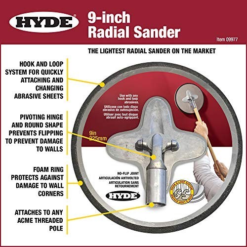 9 Inch Radial Sander Hook and Loop Acme Thread Pole Attachment Pivoting Hinge