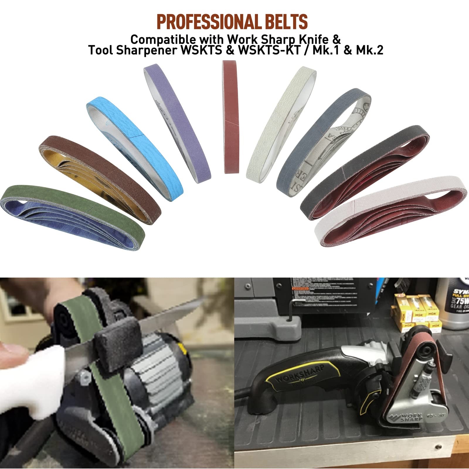 45 Pcs 1/2″ x 12″ Replacement Sharpening Belt Kit for 45Pcs 80~5000grit