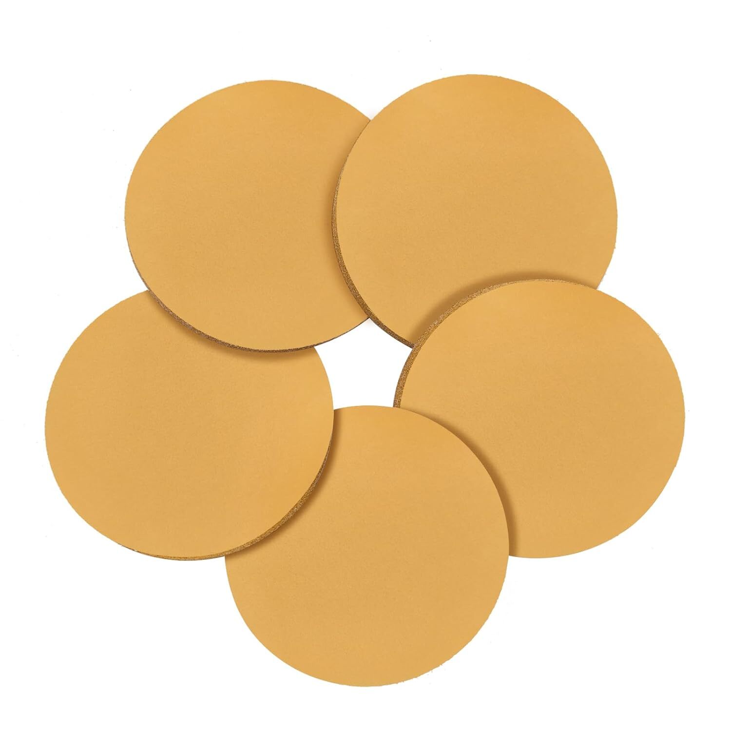 25 PCS 125MM 5 Inch 0-Hole Gold Hook and Loop Grip Sanding Disc 40Grit For Metal