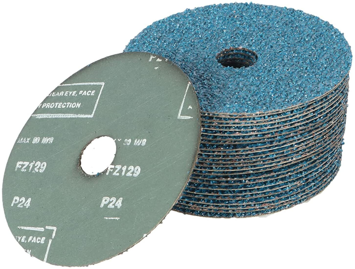 25 Pack 5 inch Zirconia Resin Fiber Disc 60 80 120 Grit Sanding Grinding Discs