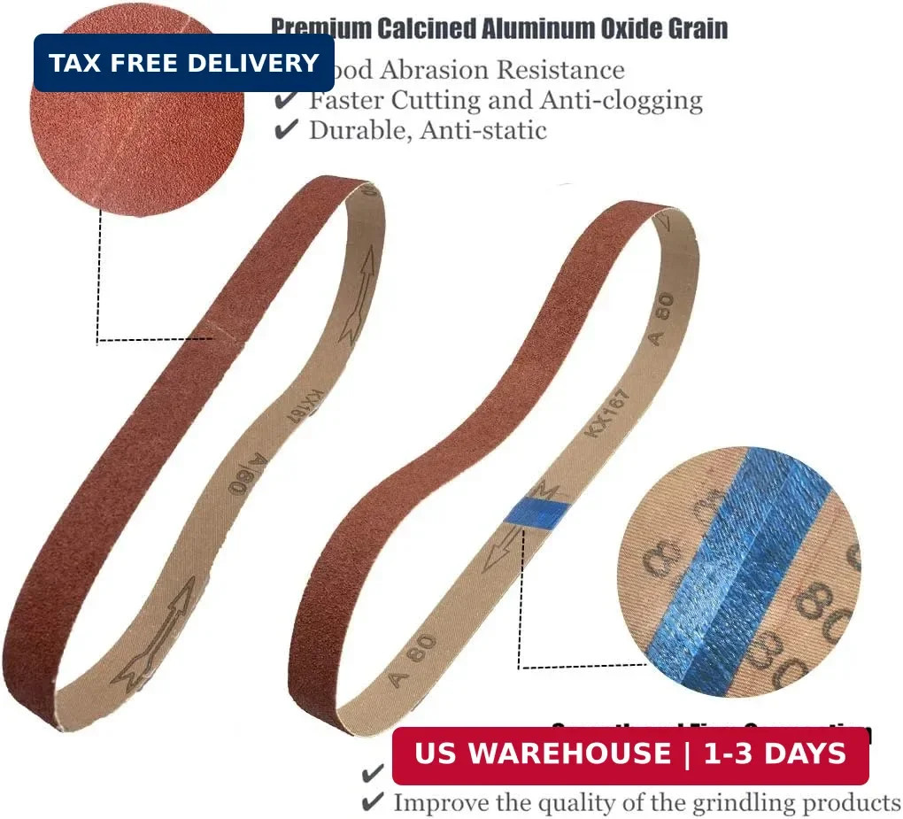 48 PCS 1/2 x 18 Sanding Belts, 1/2×18 Aluminum Oxide Sanding Belts for Mini Air
