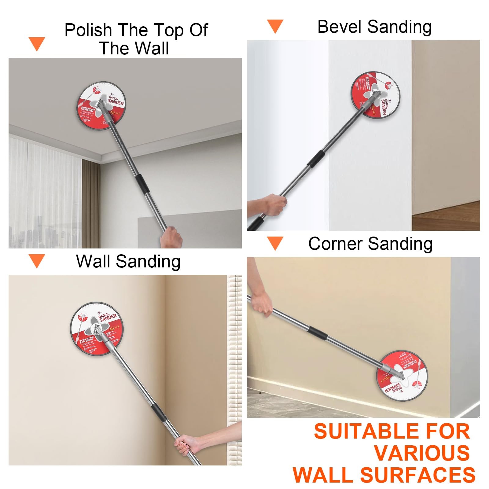 Pole Sander for Drywall, 85 inch Drywall Sander With Extension Pole, Manual Hand