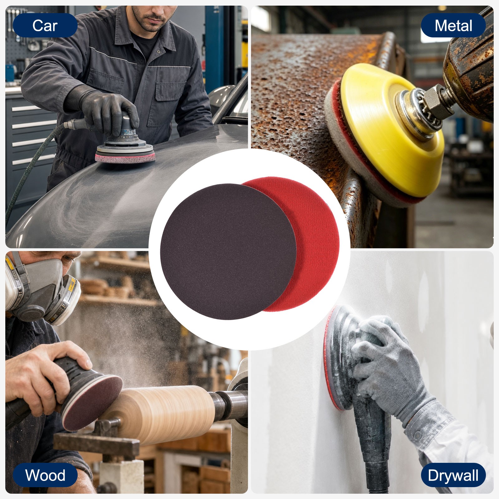 10 Pcs 2500 Grit 5 Inch Hook and Loop Sponge Sanding Disc for Sander, Black