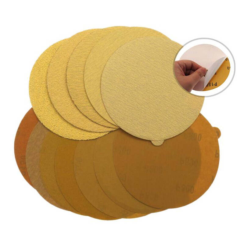 6 Inch 150mm Self Adhesive Sanding Discs Yellow Sandpaper 40 – 800 Grit Polished