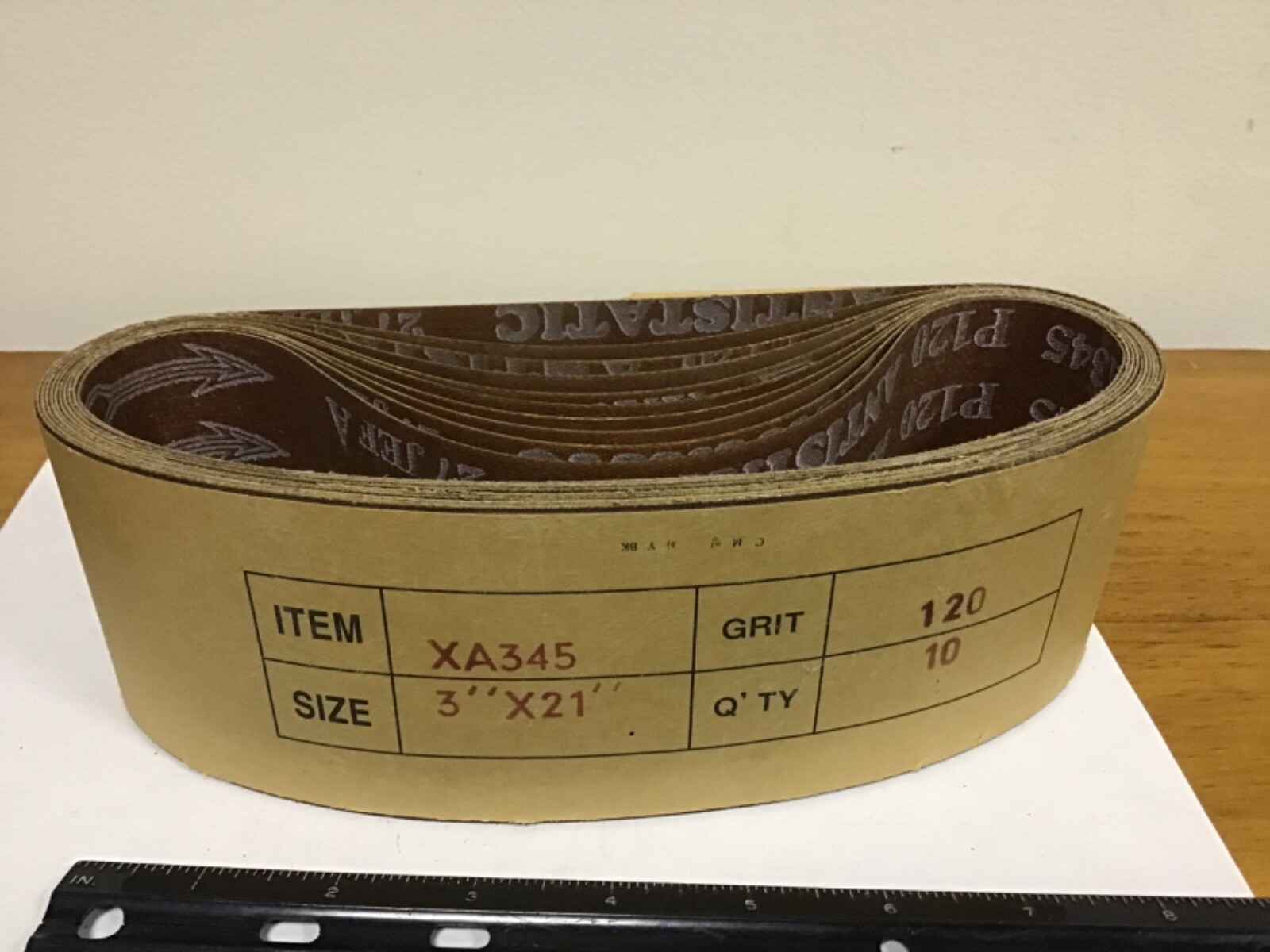 New. Qty (10) 3″ X 21″, 120 Grit Sanding Belts