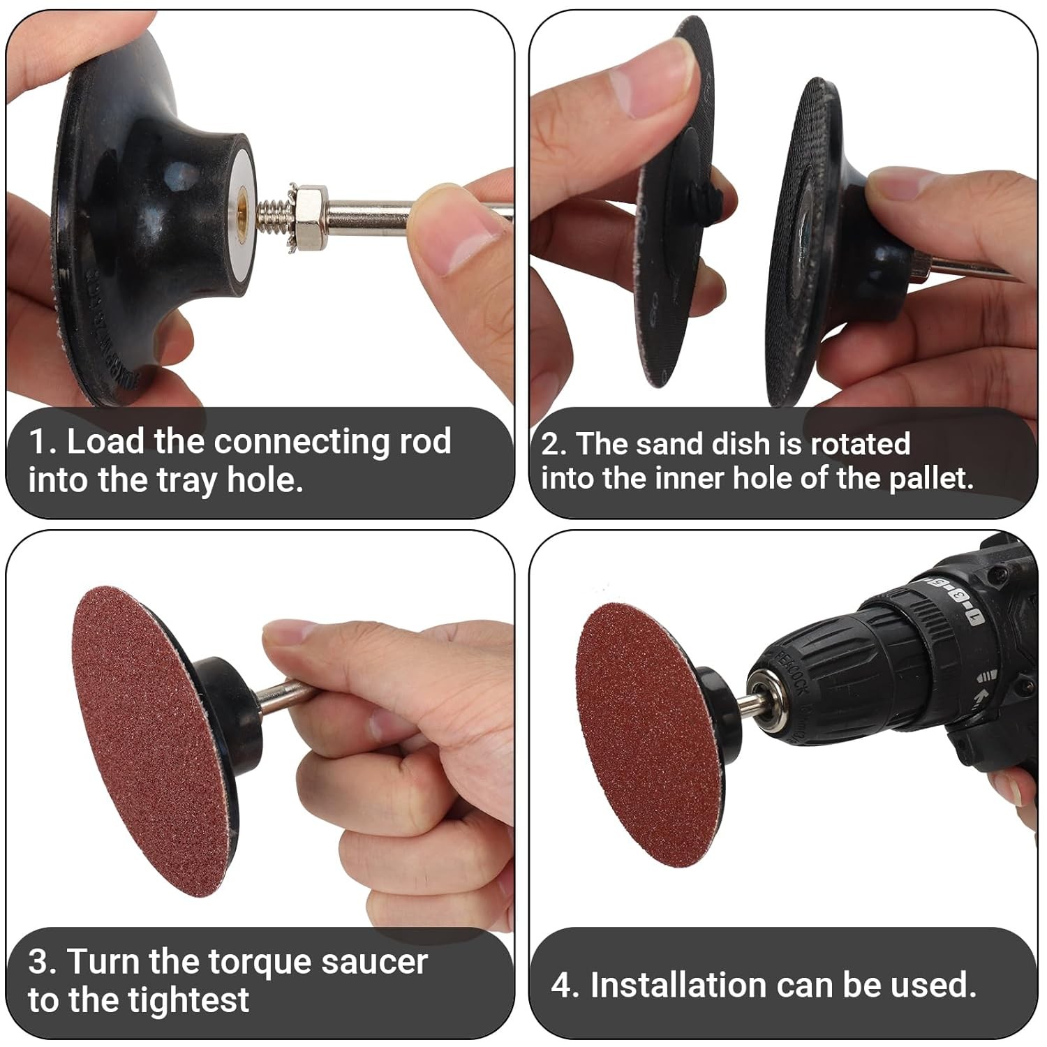 4Pc 2″ 3″ Quick Change Disc Pad Holder with 1/4in Shank for Type R Sanding Disc