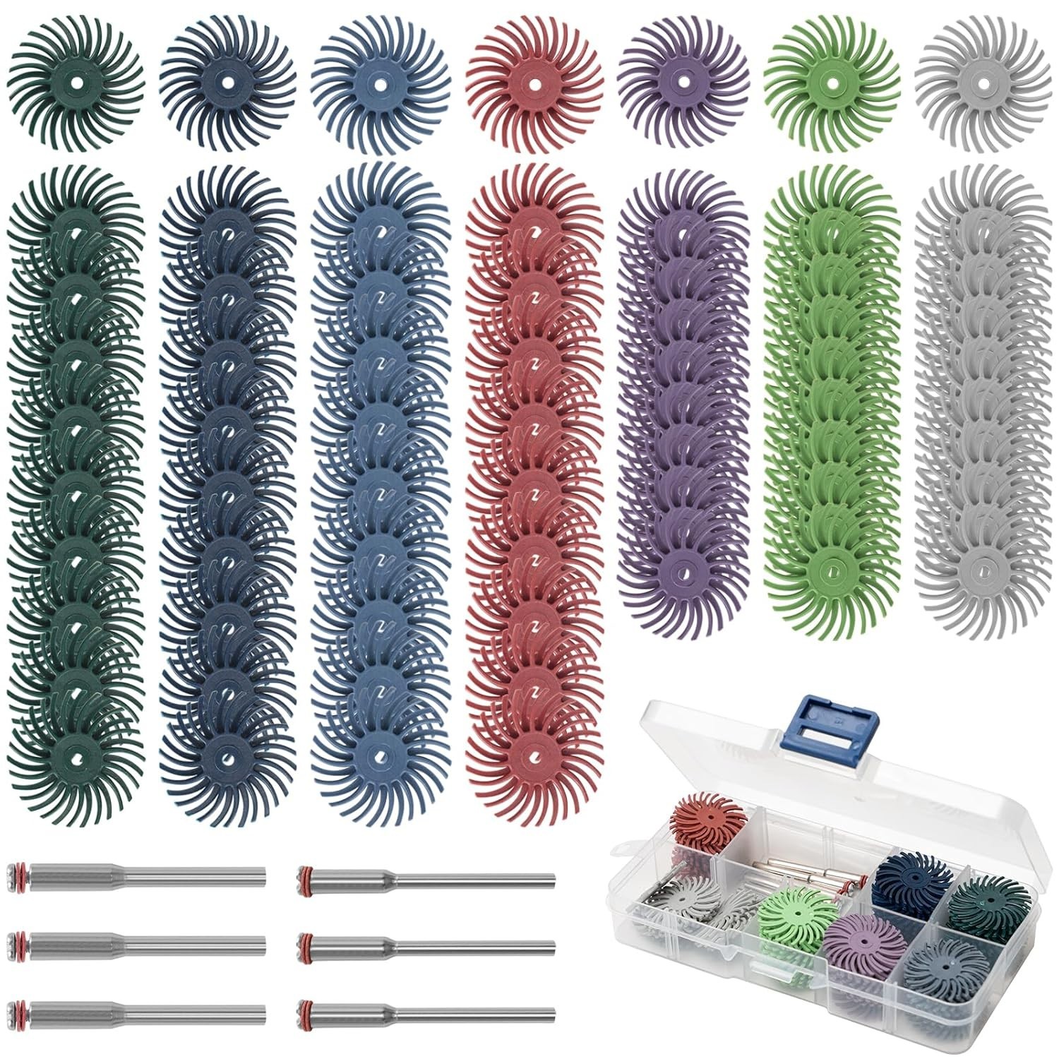 Radial Bristle Disc Kit 76pcs for Metal Wood Jewelry Polishing Abrasive Brush