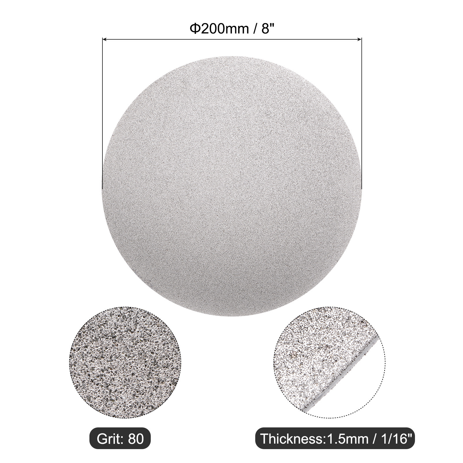 Diamond Sanding Grinding Disc 8″ Grit 80 No Center Hole Flat Lap Wheel Disk