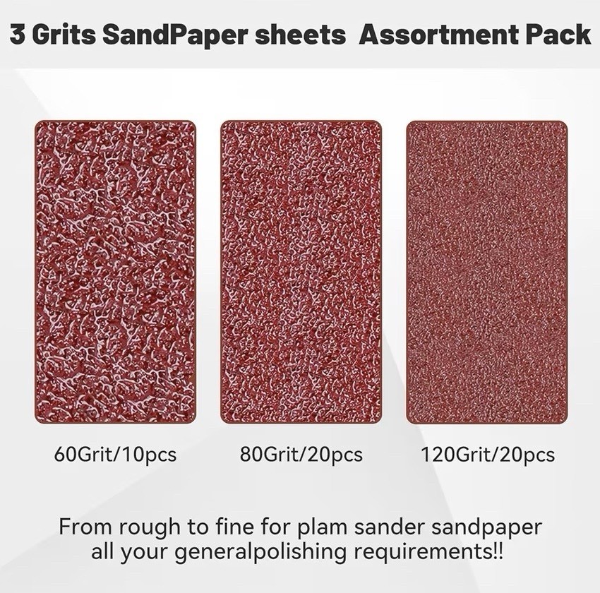 50PACK 1/4 Sandpaper Sheet,4-1/2″*5-1/2″ Assorted 60-80-120