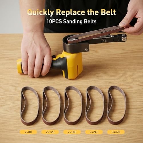 Cordless Belt Sander, 16.8V Mini Hand Held Belt Sander | 2pcs Battery, CVT,