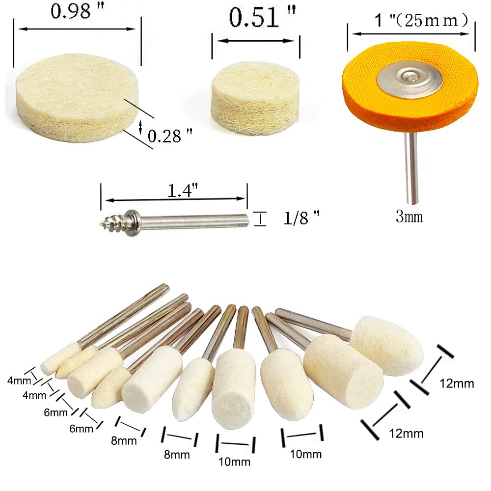 78 Pcs Polishing Buffing Wheel Set for Dremel Polishing Kit Felt Wool Cotton 1/8