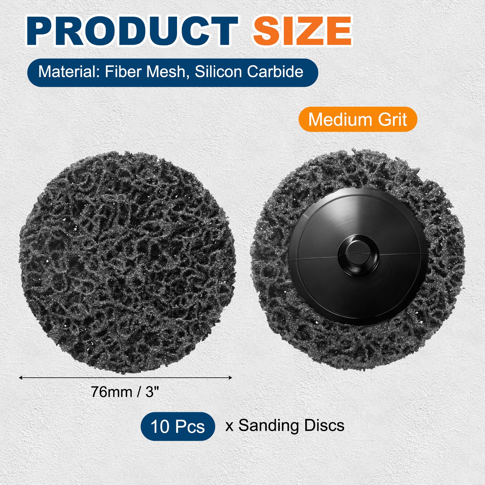 10 Pcs Diamond Sanding Discs 3″/7.6 Cm, Medium Coarse Disc, Black