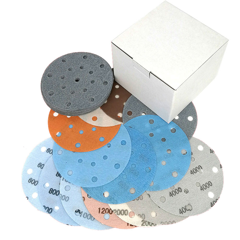 150mm Hook and Loop Sanding Disc 6″ Soft Sandpaper Pads Orbital 6/9/15/17 Hole
