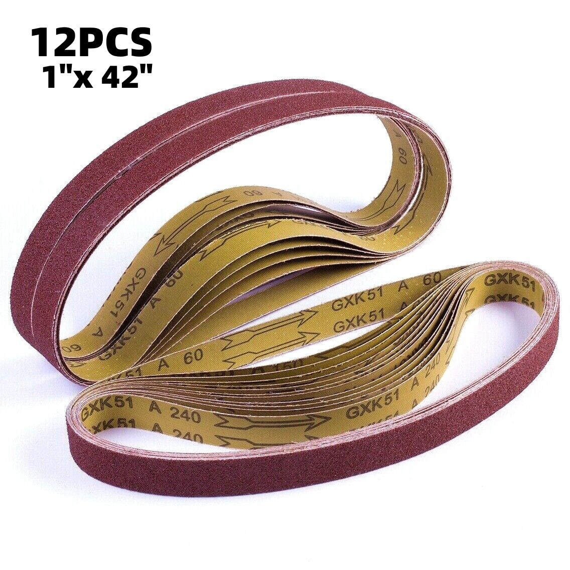 12PCS Sanding Belts 1×42 inch Sander Belt Sandpaper 60 80 120 150 240 400 Grit