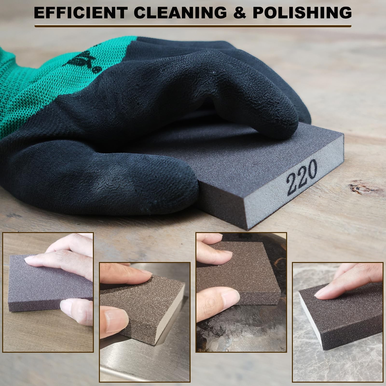 4 Pack Sanding Sponges 120 220 320 400 Grit Coarse Fine Blocks Wood Drywall Meta