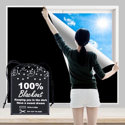 100% Blackout Blind Curtains Window Cover 59″W x 157″H Black and Silver-grey