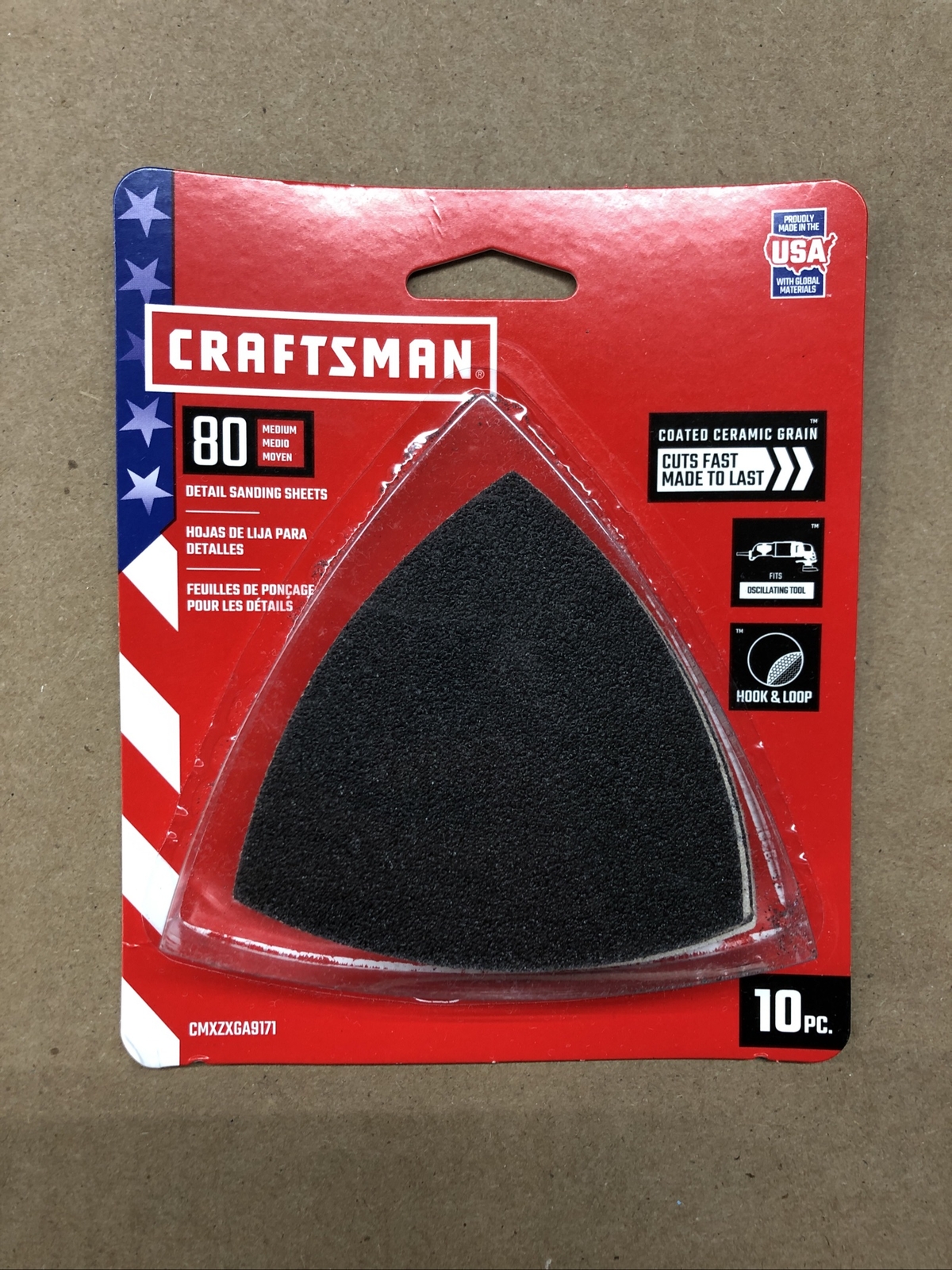 5 Pack Of 10 Craftsman 3-Inch 80 Grit Ceramic Alumina Detail Sand Paper (50 Pk)