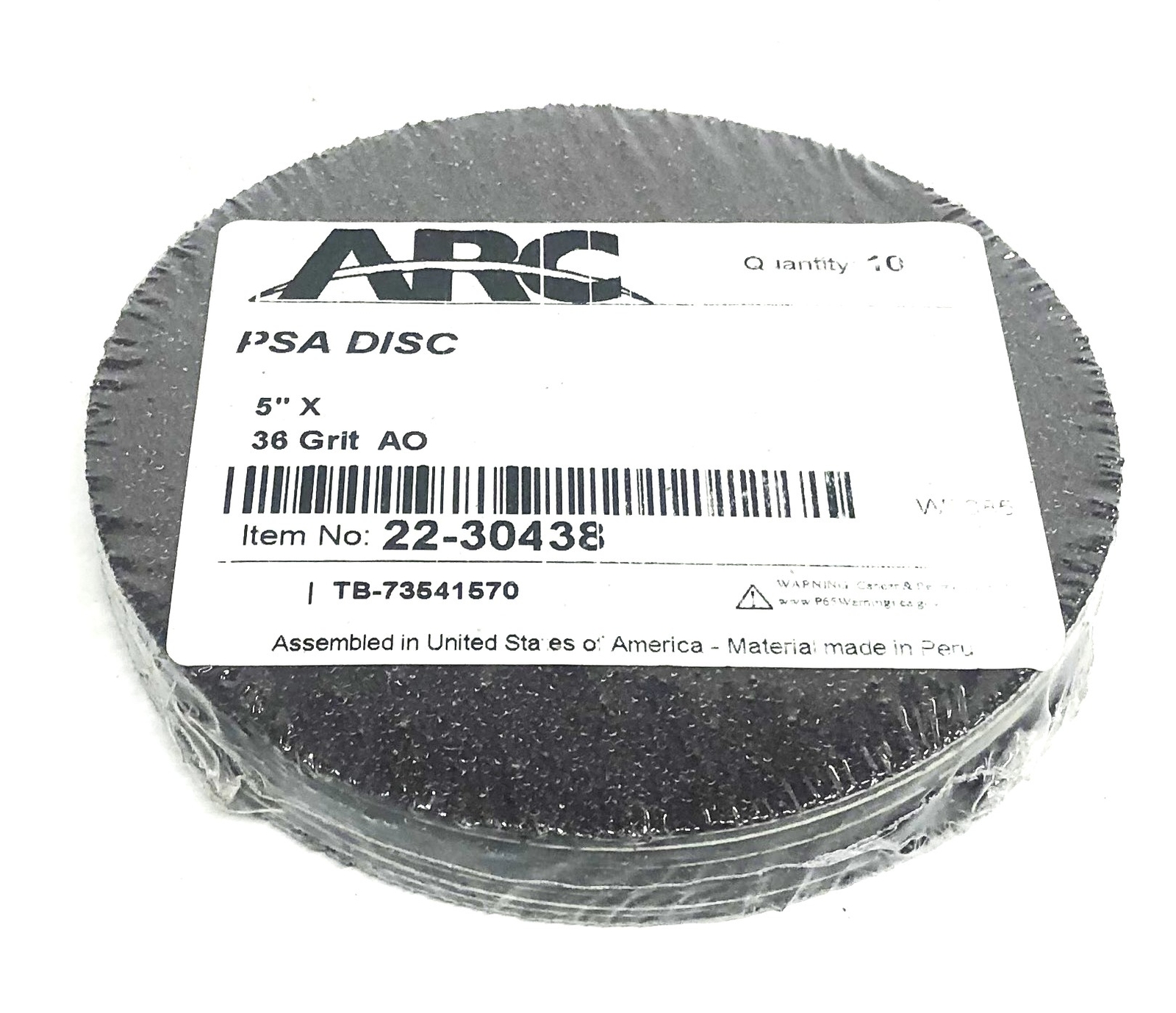 ARC Pack Of 10 5 Inch 36 Grit AO PSA Disc 22-30438 NOS