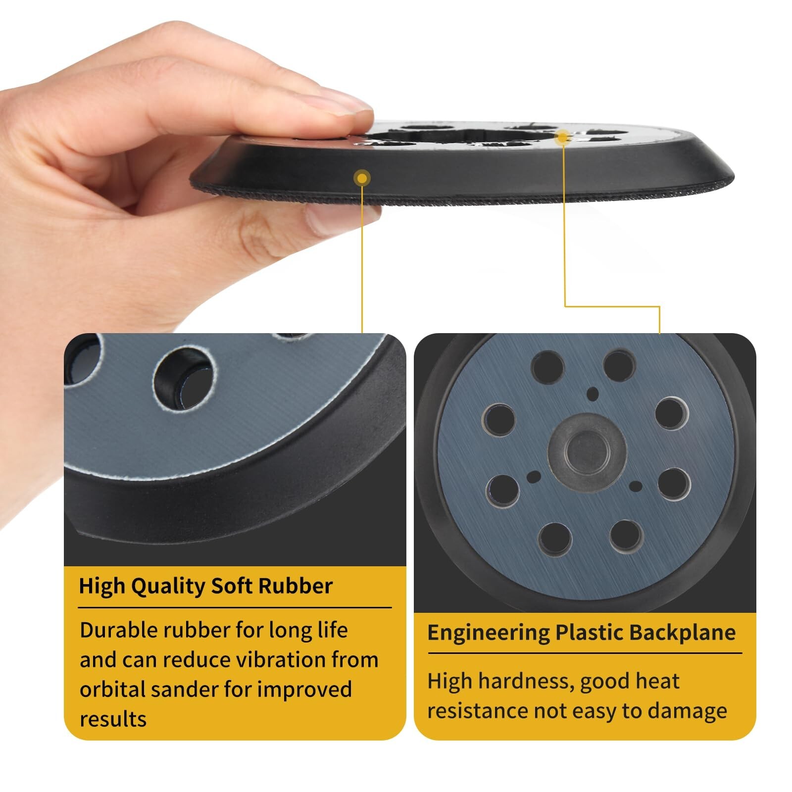 2 Pack 5″ 8 Hole Hook & Loop Replacement Sander Pads Compatible with Makita O…