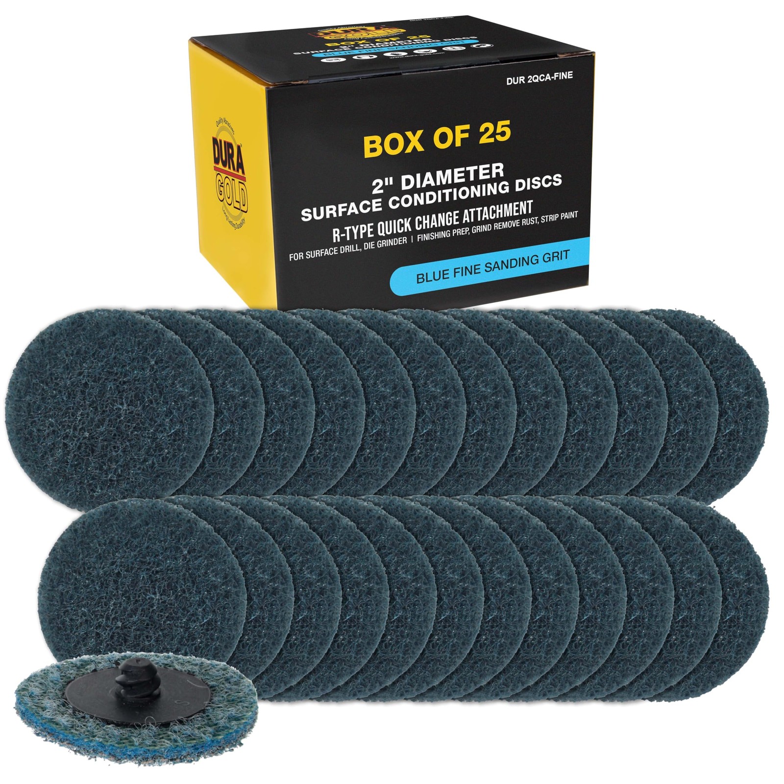 2″ Diameter Surface Conditioning Discs Blue Fine Sanding Grit (Box of 25) – R…
