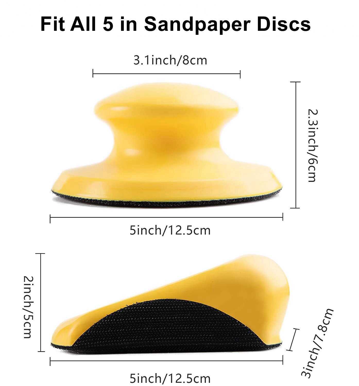 2PACK 5″ Foam Hand Sanding Blocks Pad Mouse & Round Hook Loop Disc Backing Plate