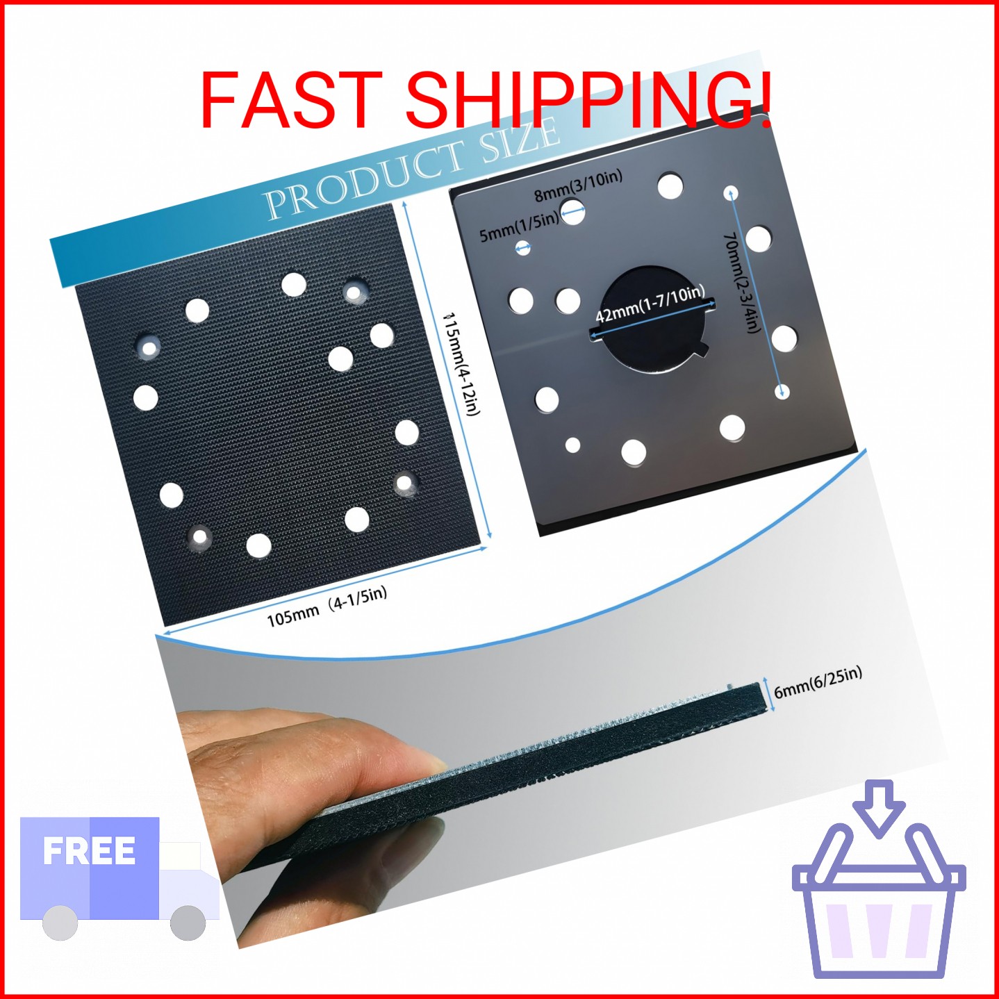 2 Pack Upgrade Hook and Loop Replacement Sander Pad for DeWalt DW411 D26441 DW41