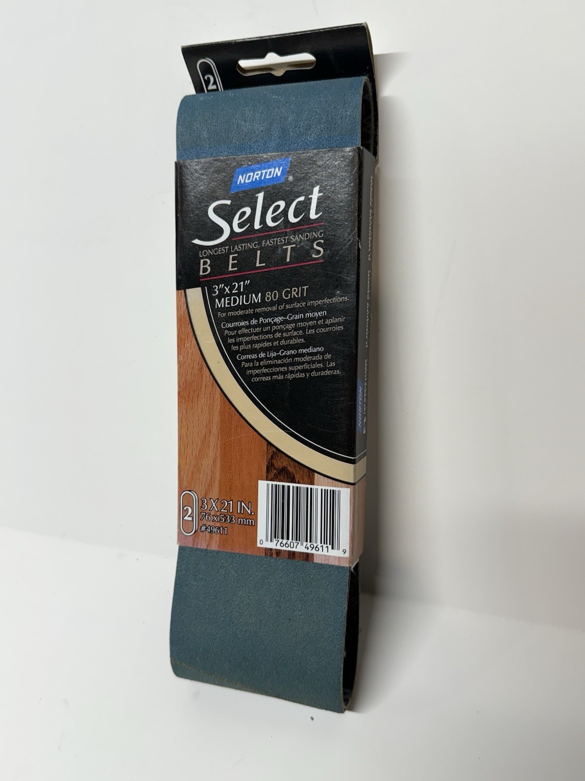 Norton #49611 Sanding Belt 80grit 3x21in 2 Pack New