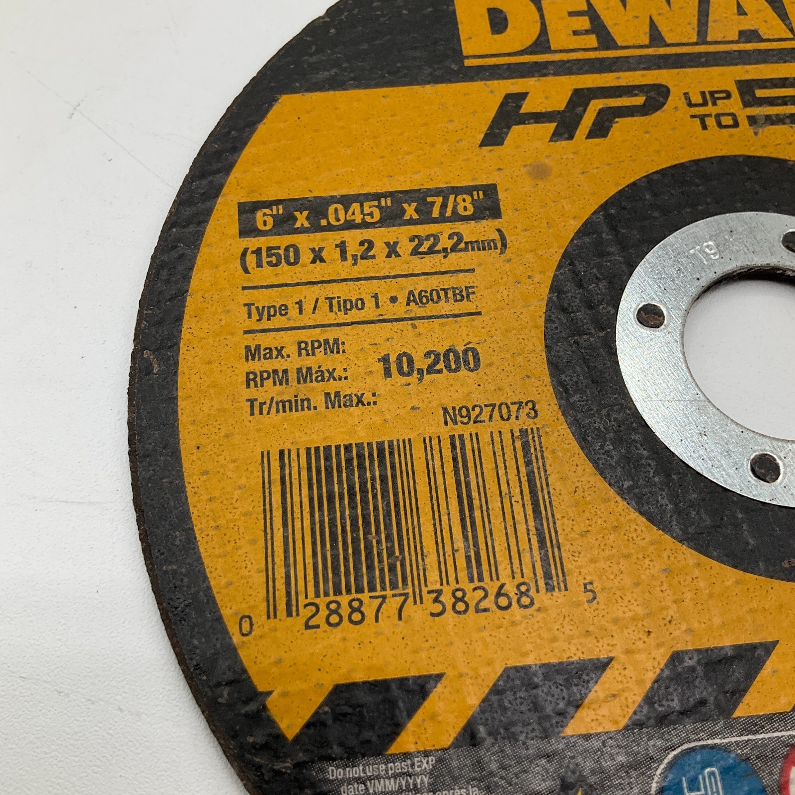 Lot of 2 DeWALT DW8725 6″ Metal Cut-Off Wheels Type 1 6″x.045″x7/8″