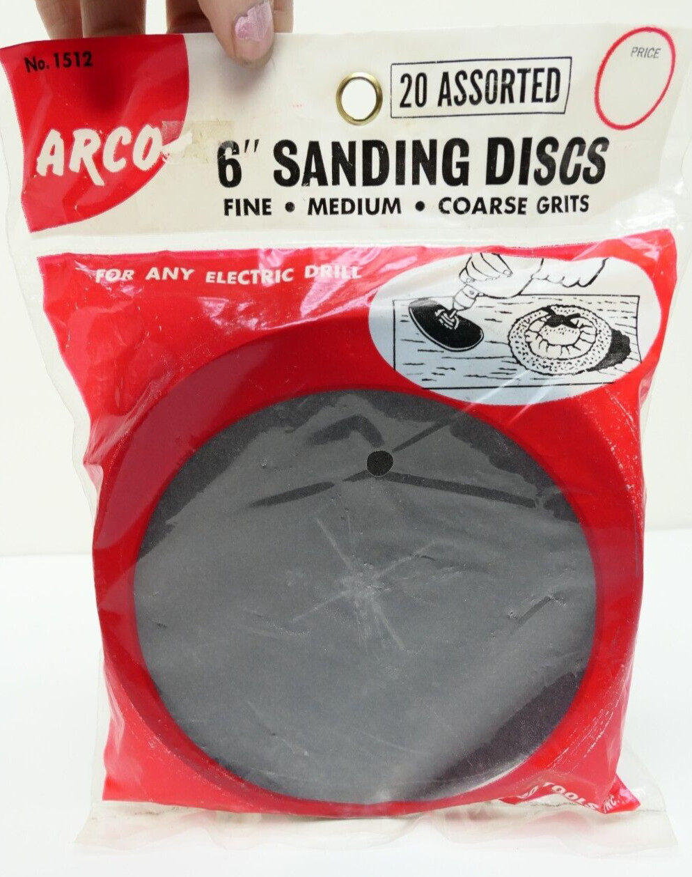 VTG Arco 6″ Sanding Discs No.1512 20Pk Assortd Grit Use w Any Electric Drill NOS