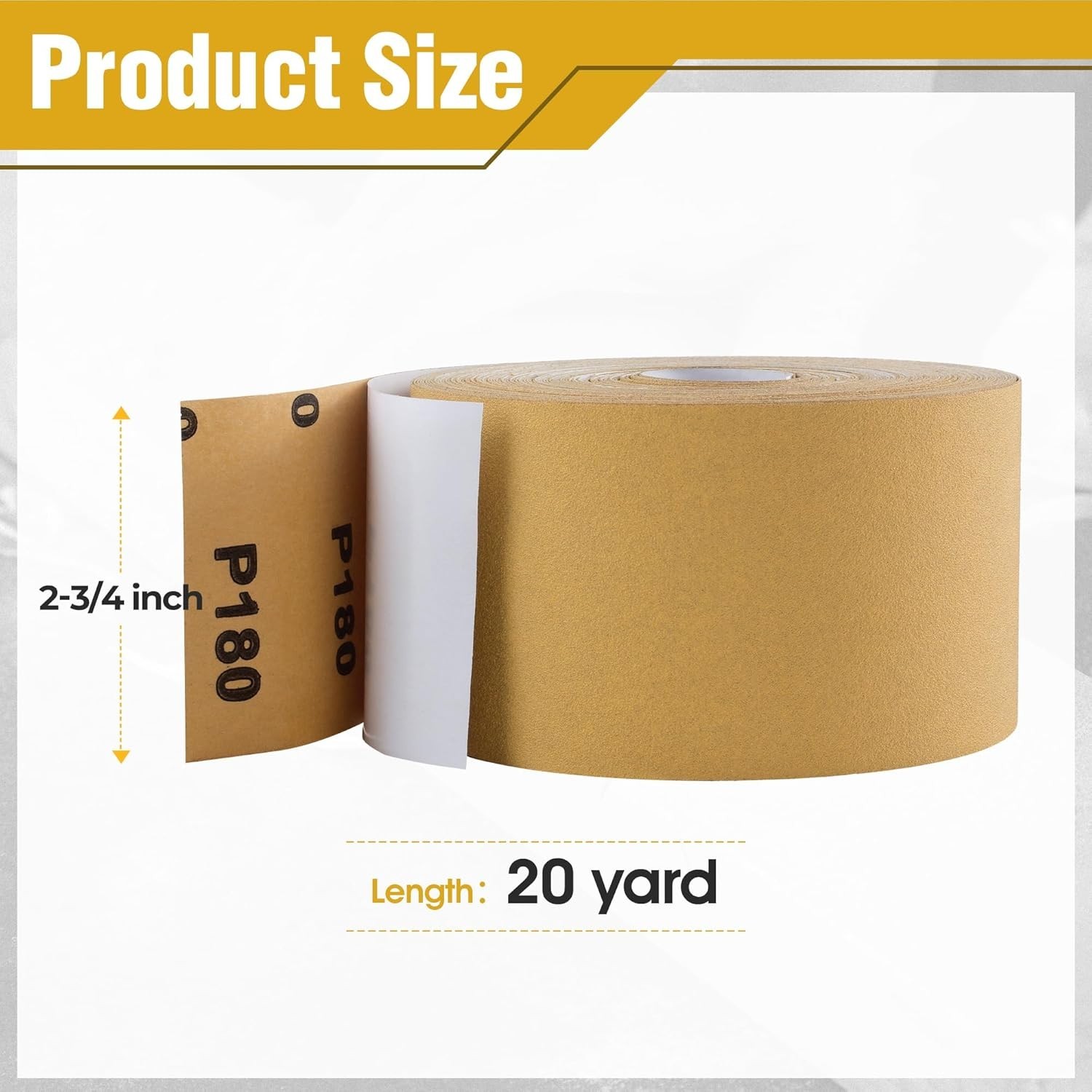 HeavyDuty Gold Sandpaper Roll 180 Grit 23/4in x 20 Yards PSA for Auto Body San
