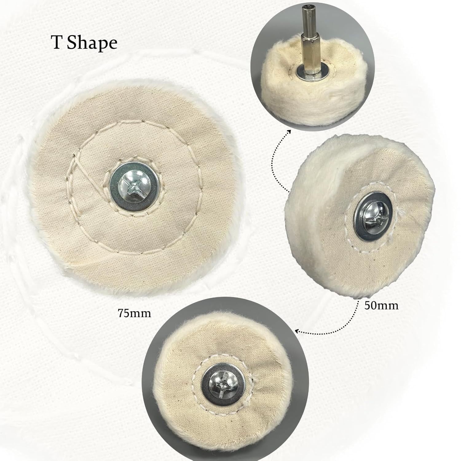 6Pcs Drill Buffing Wheel Kit w/1/4″ Shank Polishing Pad for Metal SS Chrome Wood