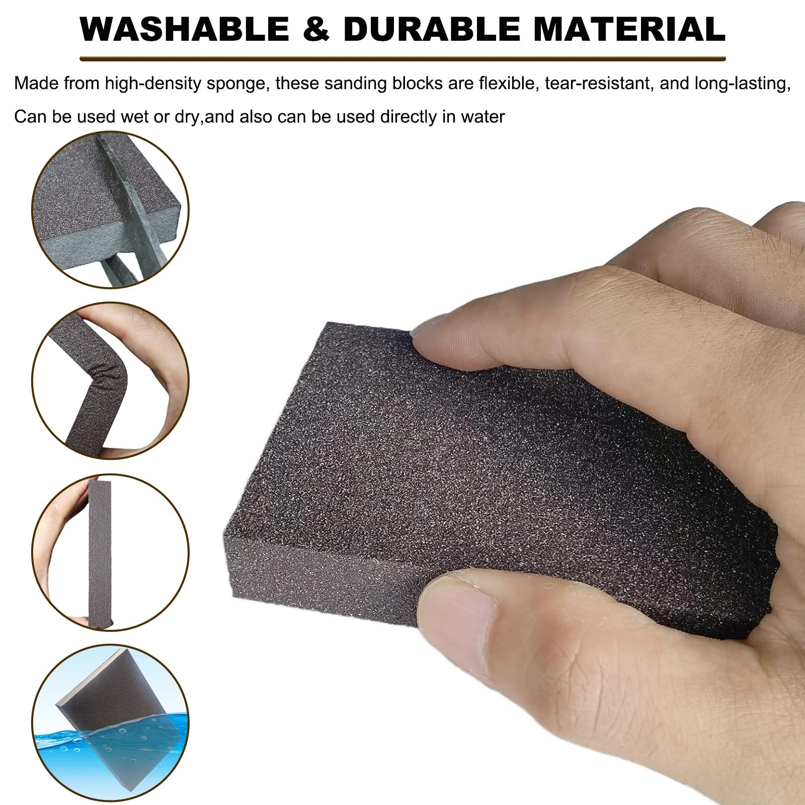 4 Pack Hand Sanding Sponge Set 120 220 320 400 Grit Coarse Medium Fine Grit S…