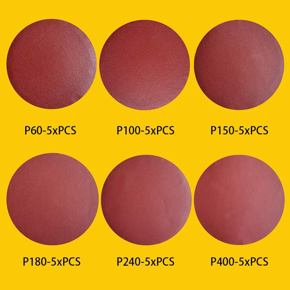 30 Pcs 8 Inch No-Hole PSA Aluminum Oxide Sanding Disc Self Adhesive Sander Pads