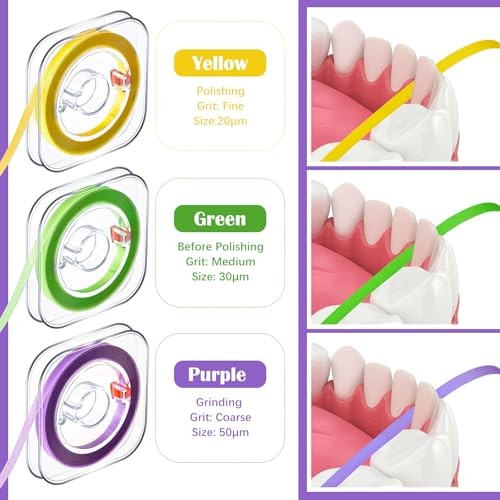 Dental Polishing Strips Tooth File 3 Rolls Multi Color Coarse, Fine, Medium