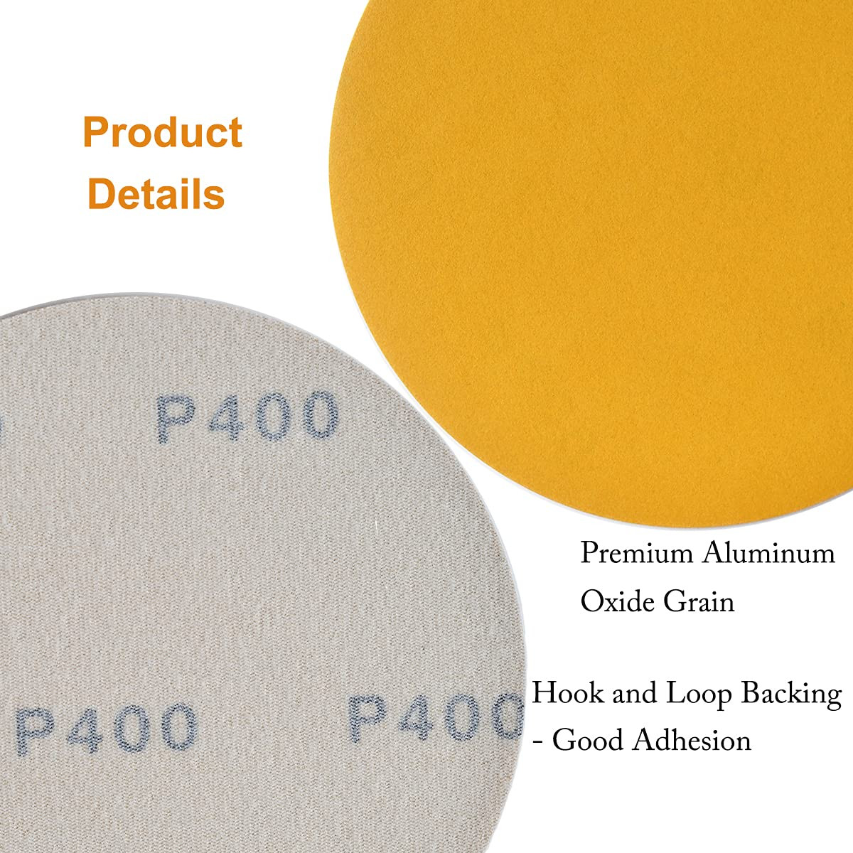 6-Inch No-Hole Hook and Loop Sanding Discs 400-Grit, Random Orbital Sandpaper