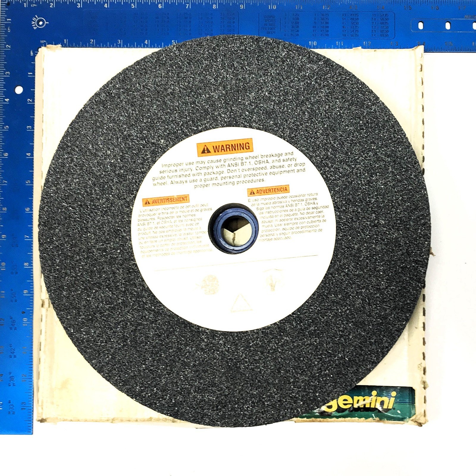 Gemini 12″ Diameter 24 Grit Bench & Pedestal Grinding Wheel 66253263054 NOS